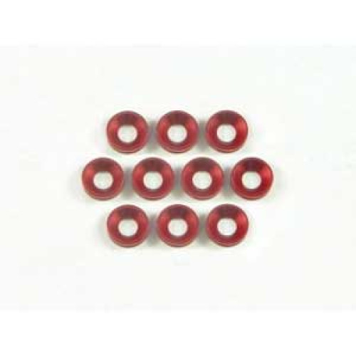 Aluminium Flat Head Washer 4mm - Red (10Pcs)
