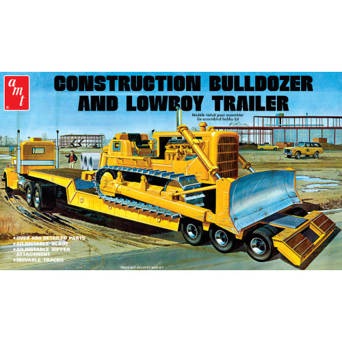 Construction Bulldozer and Lowboy Trailer (1/25)