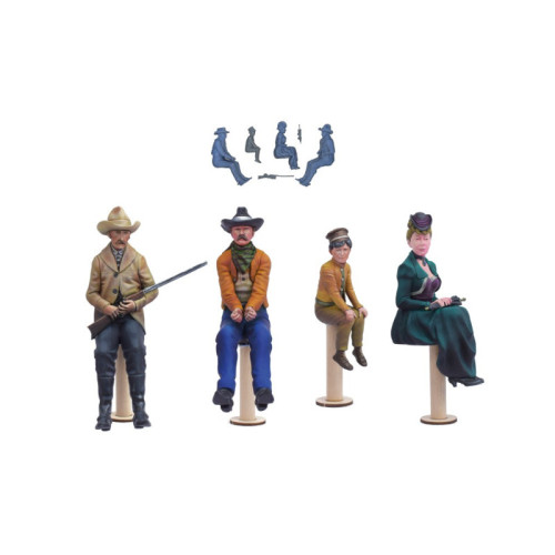 Set of 4 resin Figurines Stage Coach (1/12)