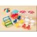 3 Banken, 18 stoelen, 6 Tafels, 6 zonneschermen (H0) (TT) 3 Banken, 18 stoelen, 6 Tafels, 6 zonneschermen (H0) (TT)