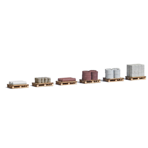 12 Pallets with buildings mater. made of genuine wood - Kit (H0)