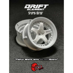 5-Spaak Drift Element velgen Wit - Zilver Klinknagels (2St) 5-Spaak Drift Element velgen Wit - Zilver Klinknagels (2St)
