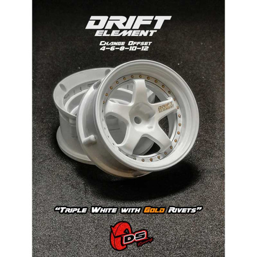 5-Spaak Drift Element velgen Wit - Goud Klinknagels (2St) 5-Spaak Drift Element velgen Wit - Goud Klinknagels (2St)