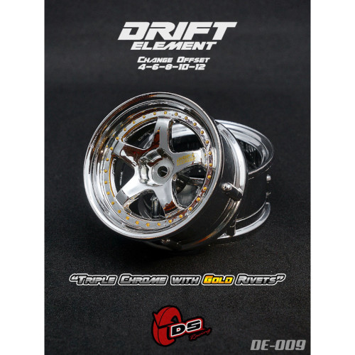 5-Speichen Drift Element Chrom - Gold Nieten (2St)