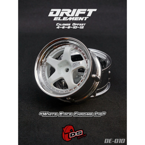 5-Spaak Drift Element velgen Wit/Chroom - Chroom Klinknagels (2St)