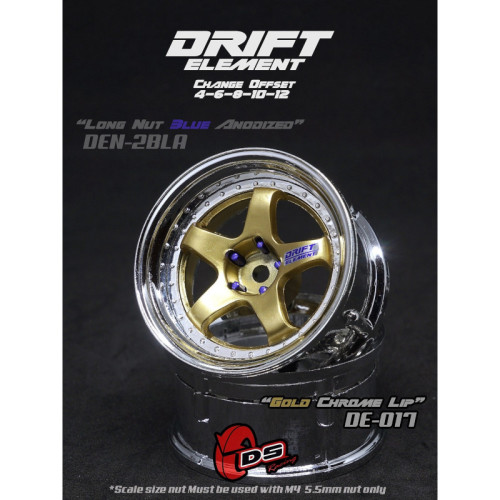 5-Spoke Drift Element Wheels Gold/Chrome (2Pcs)