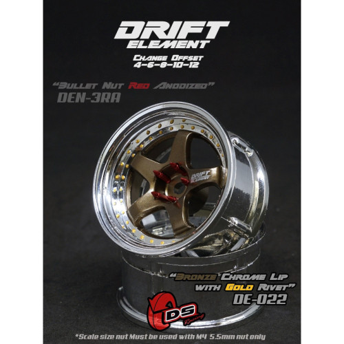 5-Speichen Drift Element Felgen Bronze/Chrom - Gold Nieten (2St)