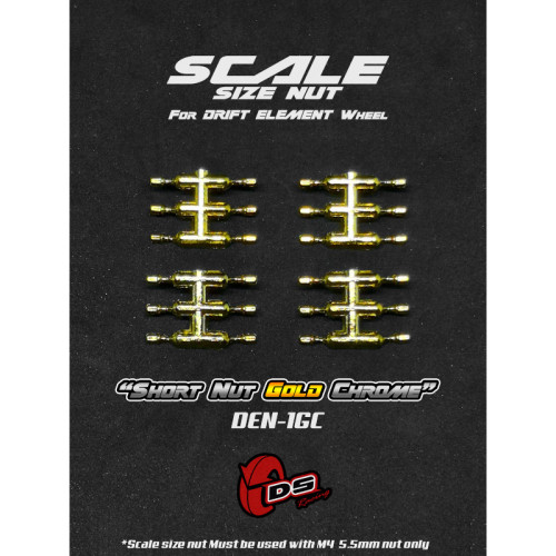 Short Scale Size Nuts for Drift Element Wheels - Gold-Chrome (24Pcs)