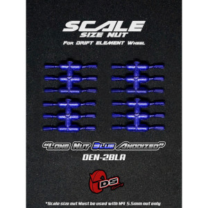Long Scale Size Nuts for Drift Element Wheels - Blue Anodized (24Pcs)