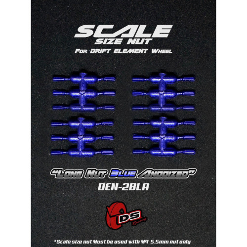 Long Scale Size Nuts for Drift Element Wheels - Blue Anodized (24Pcs)