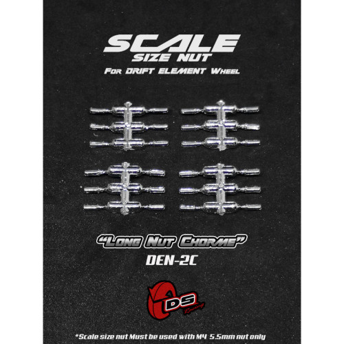 Long Scale Size Nuts for Drift Element Wheels - Chrome (24Pcs)