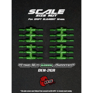 Long Scale Size Nuts for Drift Element Wheels - green Anodized (24Pcs)