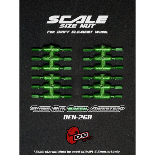 Long Scale Size Nuts for Drift Element Wheels - green Anodized (24Pcs) Long Scale Size Nuts for Drift Element Wheels - green Anodized (24Pcs)