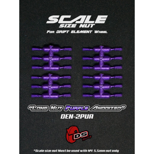 Long Scale Size Nuts for Drift Element Wheels - purple Anodized (24Pcs)