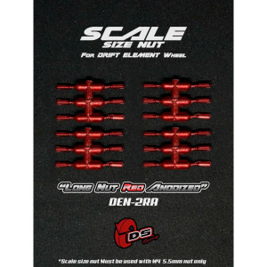 Long Scale Size Nuts for Drift Element Wheels - red Anodized (24Pcs)