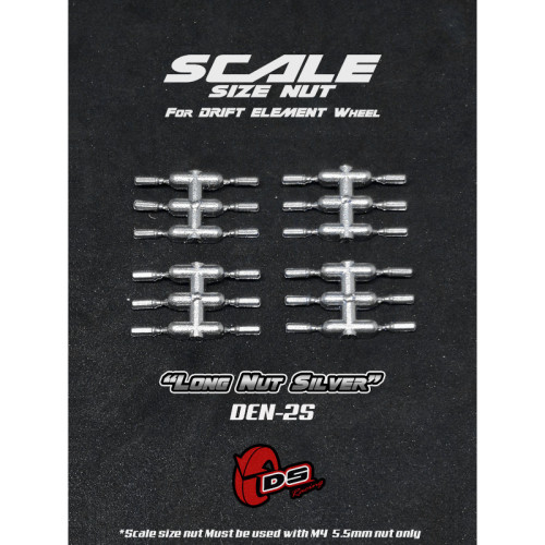 Long Scale Size Nuts for Drift Element Wheels - Silver (24Pcs)