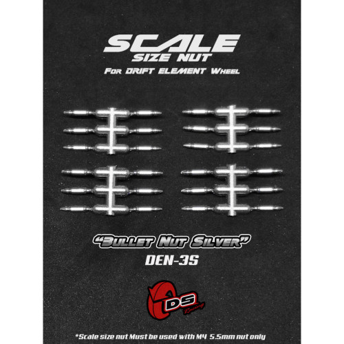 Bullet Scale Size Nuts for Drift Element Wheels - Silver (24Pcs)