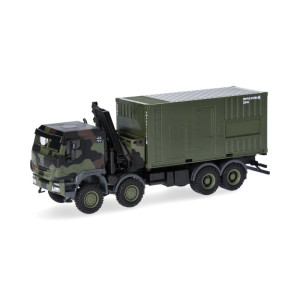 Iveco Trakker 8x8 truck with crane and 20 ft. container - Bundeswehr (H0)