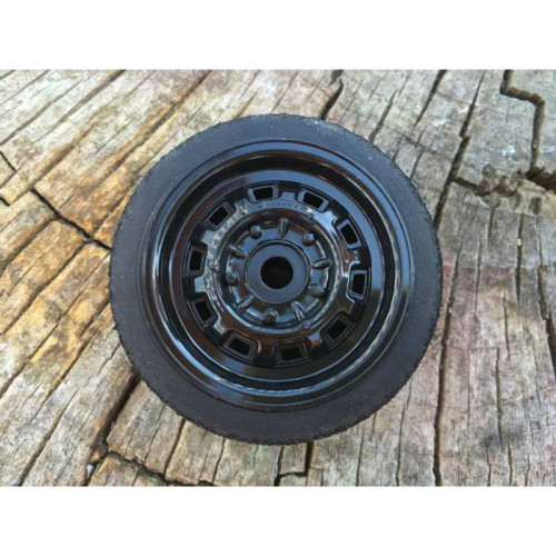 Front Black Jag Wheels and Tyres Jap46 (1/12) Front Black Jag Wheels and Tyres Jap46 (1/12)