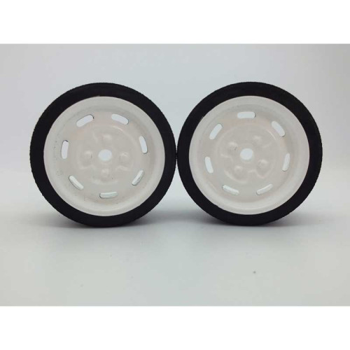 Front White Steel Wheels and Tyres JAP46 (1/12) Front White Steel Wheels and Tyres JAP46 (1/12)