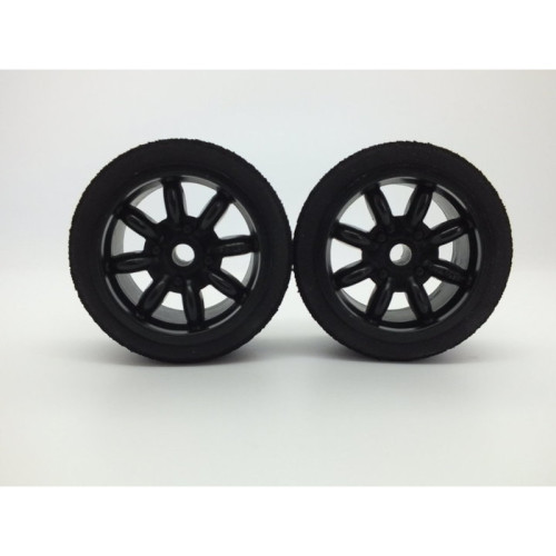Rear Black Minilite Wheels and Tyres UFRA Pink Medium (1/12)