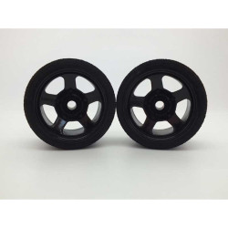 Rear Black 5-Spoke Wheels and Tyres UFRA Pink Medium (1/12) Rear Black 5-Spoke Wheels and Tyres UFRA Pink Medium (1/12)
