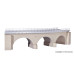 Stone arch bridge with ice breaking pillars curved, single track (H0)
