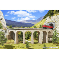 Riedberg-viaduct with ice breaking pillars curved, single track (H0)