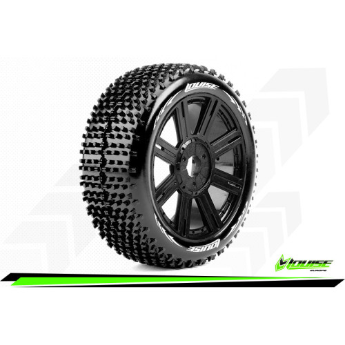 B-Hornet - 1/8 Pneus Buggy - Monté - Soft - Jantes Noir