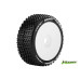 B-Hornet - 1/8 Buggy Banden Set - Verlijmd - Soft - Velgen Wit