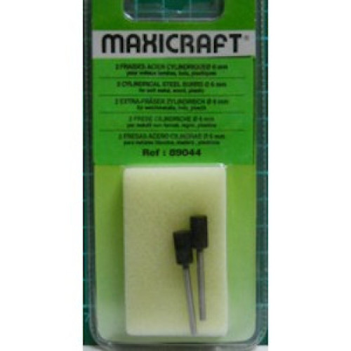 2 Cylindrical Steel burrs D:6mm