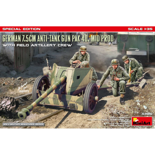 German 7.5cm Anti-Tank Gun PaK 40. Mid Prod w/ Artillery Crew. Special Edition (1/35) German 7.5cm Anti-Tank Gun PaK 40. Mid Prod w/ Artillery Crew. Special Edition (1/35)