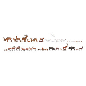 Mega Economy Figures Set - Wild Animals - 45 Figures (H0)