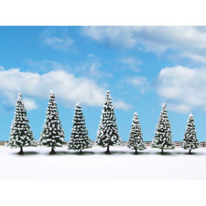 Snow Fir Trees, 7 Pieces, 8 - 12 cm high (H0) (TT) (N) (Z)