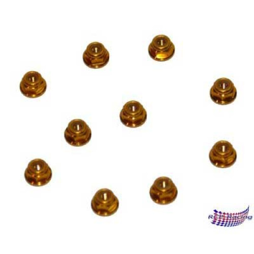 Anodized Flange Lock Nuts M3 - Gold (10)