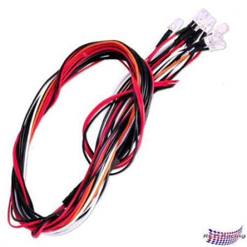 5mm Leds (6pcs) with Tamiya connector, white