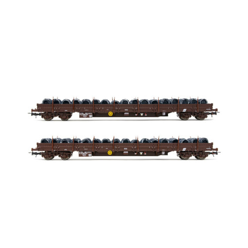 ÖBB Coffret de wagons plats Res chargé de bobines de fil (H0)