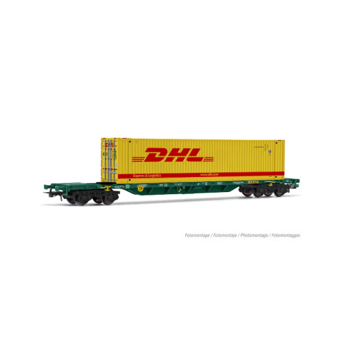 Cemat wagon porte-conteneurs à 4 essieux Sgnss DHL (H0) Cemat wagon porte-conteneurs à 4 essieux Sgnss DHL (H0)