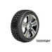 Roller - 1/8 Buggy Tires - Mounted - Soft - Black/Chrome (2Pcs)