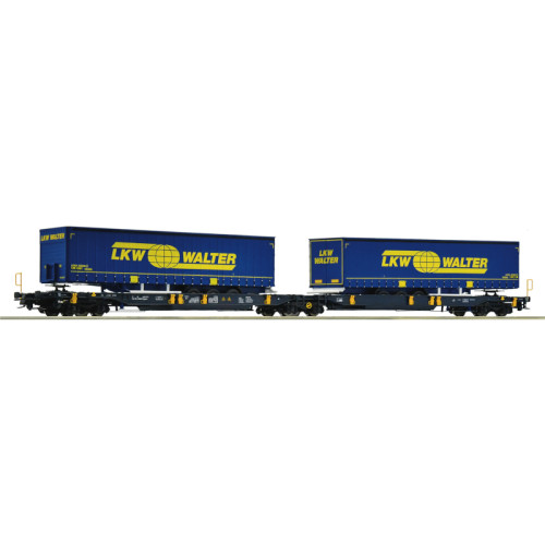 DB AG Deep Well Flat Car Set Sdggmrs/T2000 LKW Walter (H0)