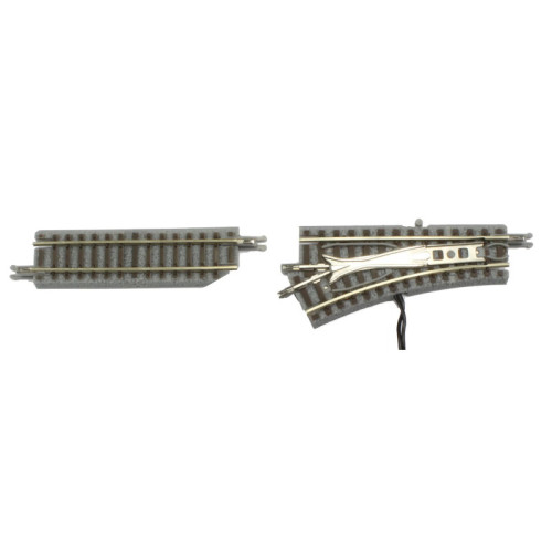 Elektrische Wissel links R127-26deg, incl. rechte rail (Z) Elektrische Wissel links R127-26deg, incl. rechte rail (Z)