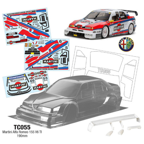 Ongespoten body Alfa Romeo 155 - Martini 190mm (1/10) Ongespoten body Alfa Romeo 155 - Martini 190mm (1/10)
