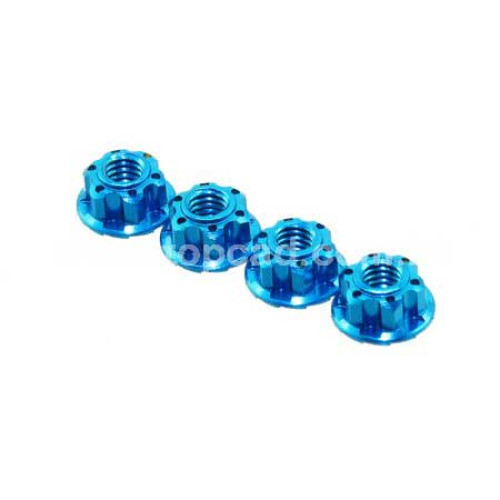 Anodized Flange Nuts with Ratchet Teeth M4 - Light Blue (4) Anodized Flange Nuts with Ratchet Teeth M4 - Light Blue (4)