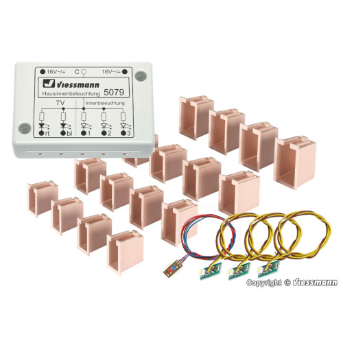 LED house interior lighting with TV-simulation (H0) (TT) (N)