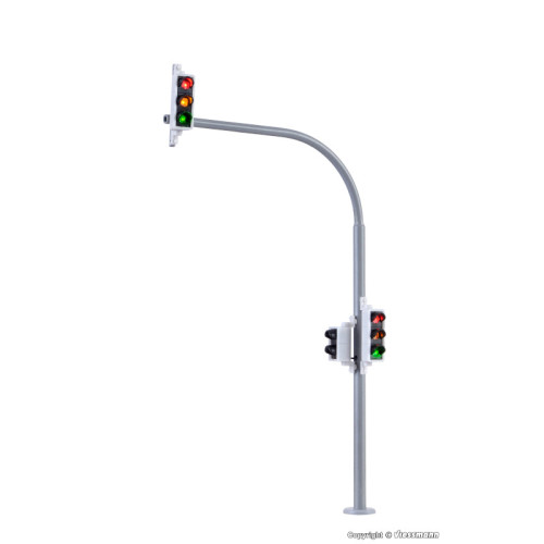 Arc traffic light with pedestrian signal and LEDs, 2 pieces (H0) Arc traffic light with pedestrian signal and LEDs, 2 pieces (H0)