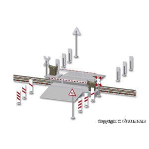 Level crossing with decorated barriers, fully automatic (H0)