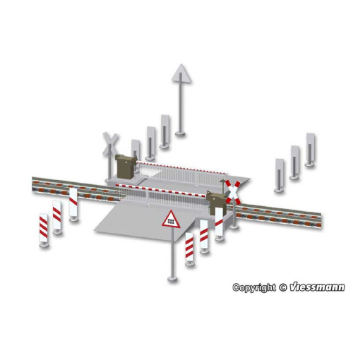 Level crossing with decorated barriers, fully automatic (H0)