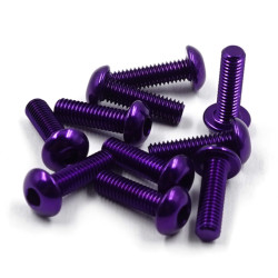 Alu. 7075 3x10mm Hex Socket Button Head Screws - Purple (10Pcs)