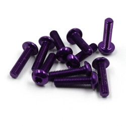 Alu. 7075 3x12mm Hex Socket Button Head Screws - Purple (10Pcs)