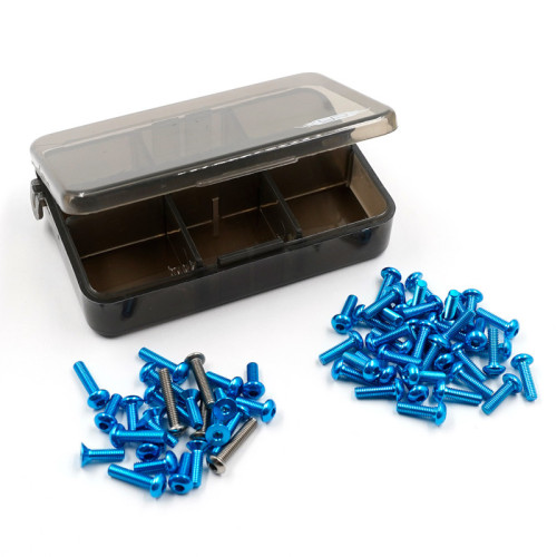 Blue 7075 Aluminum & Titanium Screw Assorted Set with Box For Tamiya TT02 Blue 7075 Aluminum & Titanium Screw Assorted Set with Box For Tamiya TT02